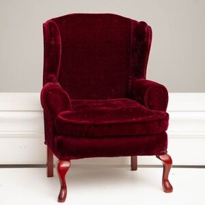 Mark Roberts Doll Chair Burgundy Velvet Wingback Victorian Regency